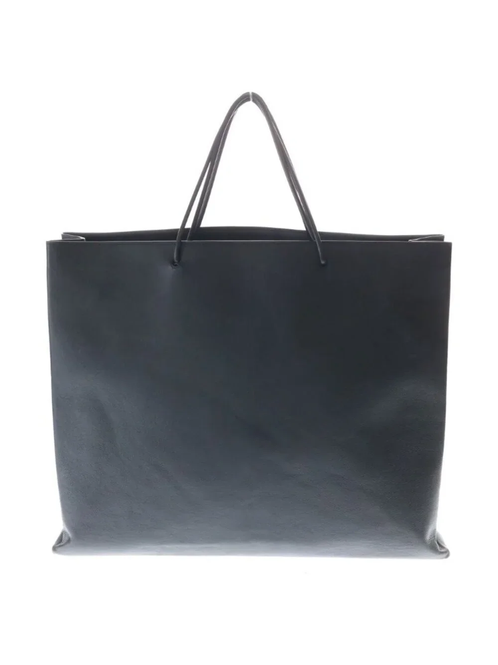 Balenciaga Leather Logo Shopping Tote Black